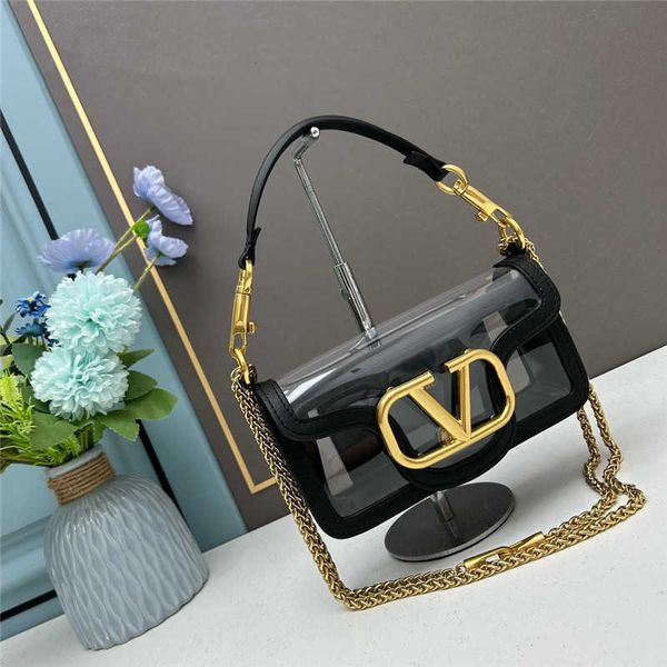 

chain bag portable small bag spliced transparent loco handbag fashion shoulder women's bag ssmg