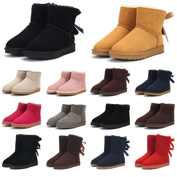 

ultra mini platform women knee half boot designer woman winter ankle australia snow boots thick bottom real leather warm fluffy booties with, Black