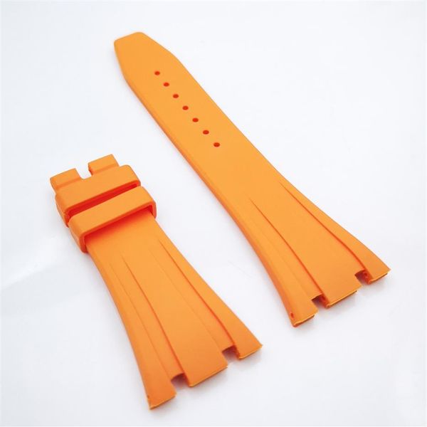 

27mm orange color rubber watch band 18mm folding clasp lug size ap strap for royal oak 39mm 41mm watch 15400 15390245o, Black;brown