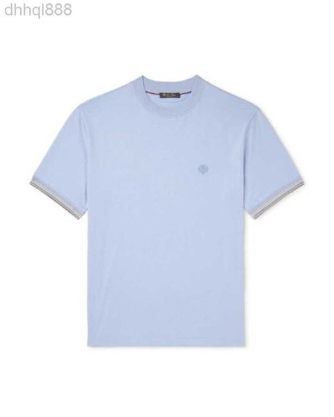 

designer men t shirt loro piana men's blue -embroidered cotton-jersey t-shirt short sleeves summer tshirt, White;black
