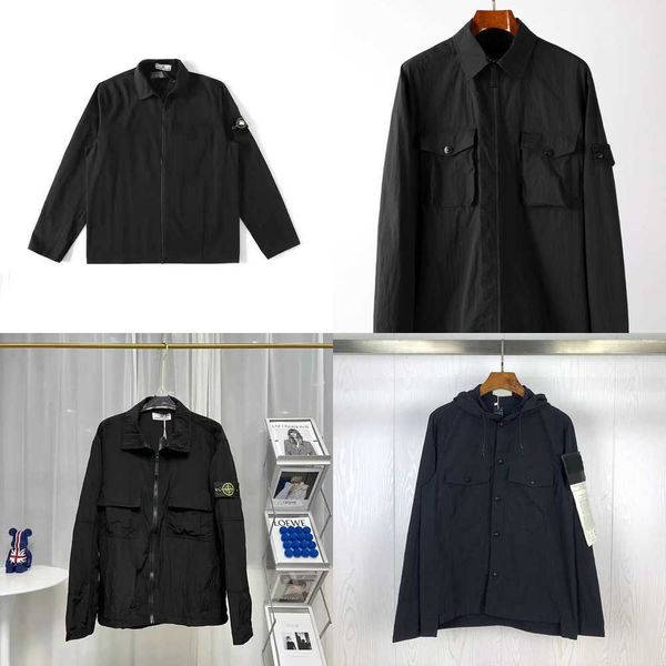 

outerwear designer badges zipper shirt jacket loose style spring autumn mens oxford breathable portable high street stones island clothing j, Black;brown
