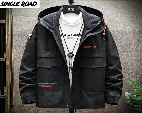 

singleroad mens jacket men 2020 hooded windbreaker coat korean hip hop japanese streetwear side pockets cargo jackets for men6518007, Black;brown