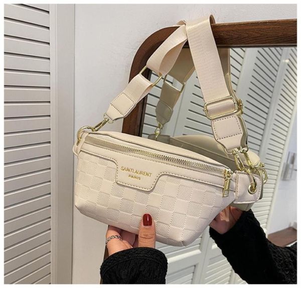 

new fashion wide shoulder strap messenger bag diamond chain casual texture large capacity sports shoulder bag storage bags8683187