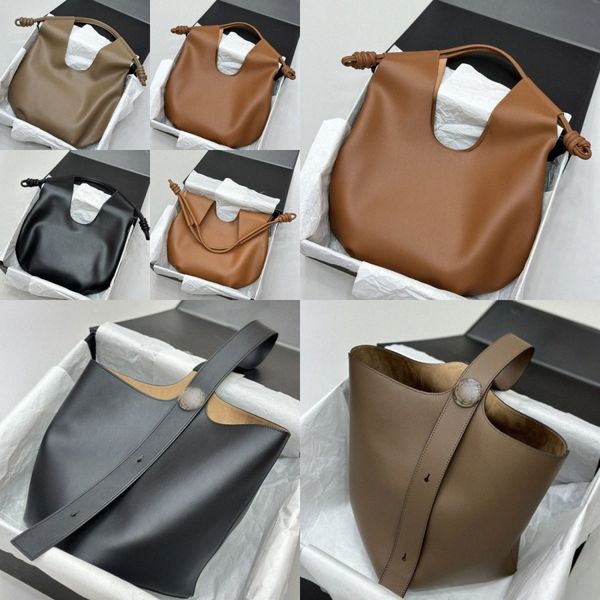 

designer paseo handbags women tote luxury shoulder strap style brown black large capacity shiny leather bucket bag spain squeeze bags s2cw#