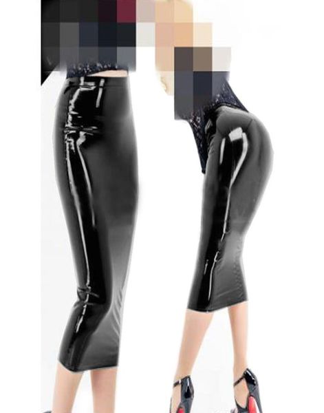 

12 colors wet look pvc midi skirt ladies high waist pencil package hips skirt bandage shiny party stage clubwear9597298, Black