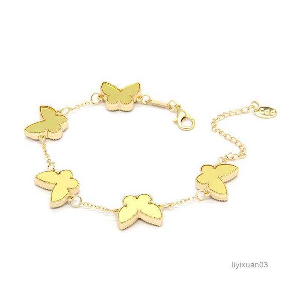 

4/four leaf clover bracelets bracelet love bangle butterfly for women 18k gold plated partner armband chain jewelry charm ywhl, Black