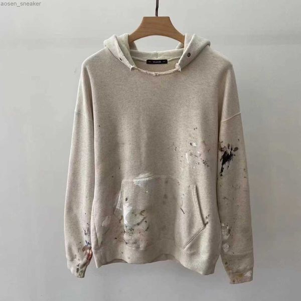 

casual leisure destroys graffiti vujade fashion hoodie men hand-painted splash ink pullover terry hooded sweatshirts, Black