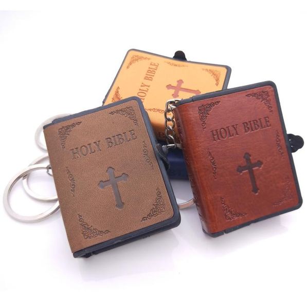 

english version bible leather keychains holy bible keychains mini religious christian jesus book key chain key ring bag keyring m47995983