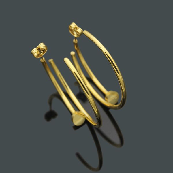 

gold color women luxury designer studs stainless steel brand earrings engagement opening earrings, Golden;silver