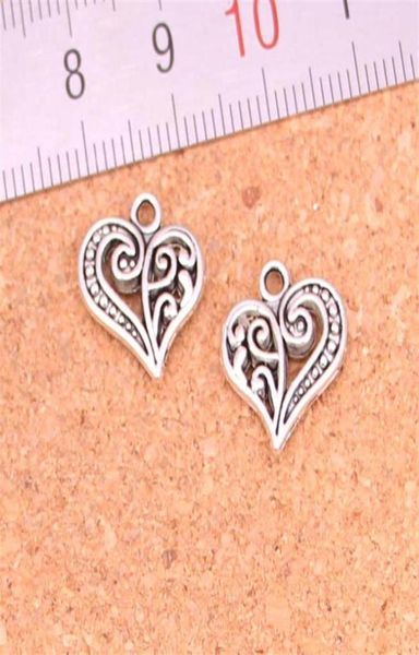 

156pcs charms hollow lovely heart antique silver plated pendants making diy handmade tibetan silver jewelry 15 14mm262o7423626, Bronze;silver