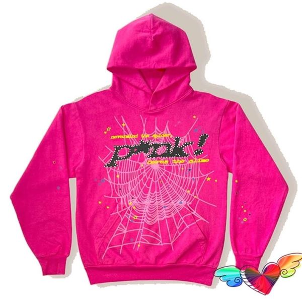 

mens hoodies sweatshirts young thug pink sp5der 555555 hoodie men women 1 1 foam print spider web graphic 555555 swea1807414, Black