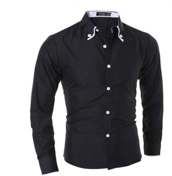 

new brand male shirts casual turndown collar long sleeve shirt men casual slim fit design fancy shirts men1714956, White;black