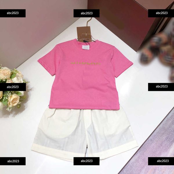 

new tracksuits designer kid sets comfort baby suit size 100-160 cm 2pcs round neck t-shirt and khaki shorts april10, White