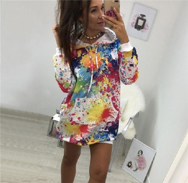 

harajuku hooded sweatshirt with pockets splash paint hoodies spring autumn long pullovers hoody women tracksuits1012174, Black