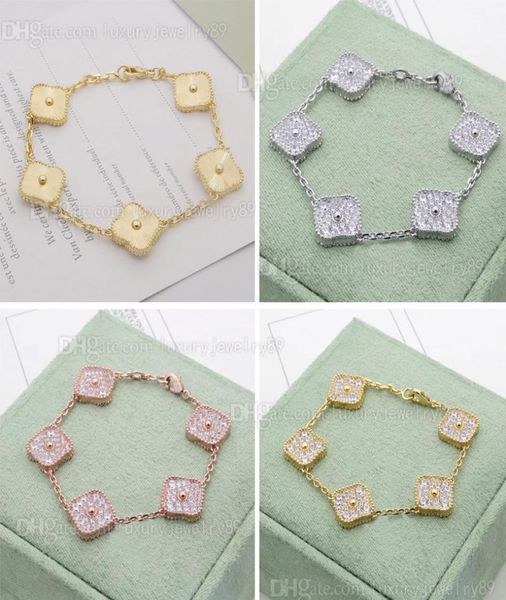 

designer charm bracelets fashion clover gold bracelet red fritillary lover luxury jewelry women039s 15mm flower party wedding e9926960, Golden;silver