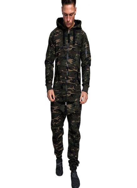 

qnpqyx new men fashion camouflage hoodies splicing autumn winter loose warm long sleeve hooded set zipper pants rompers jumpsuit8071484, Gray