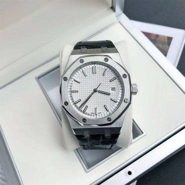 

new 1500 classic men's watch with automatic mechanical movement leather strap 42mm waterproof watch aaa, Slivery;brown