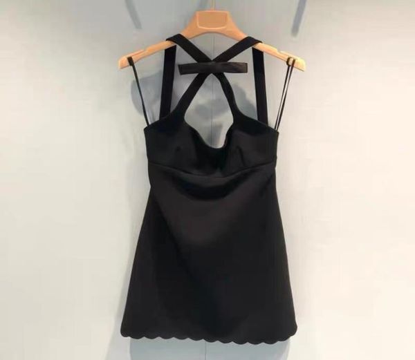 

2021 redblack spaghetti straps short women dress milan runway bow backless mini dresses party holiday vestidos de festa 72728741607, Black