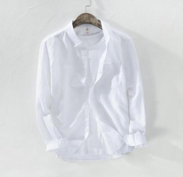 

men039s casual shirts 2021 summer mens luxury cotton linen beach designer long sleeved business male work single breasted s7670330, White;black
