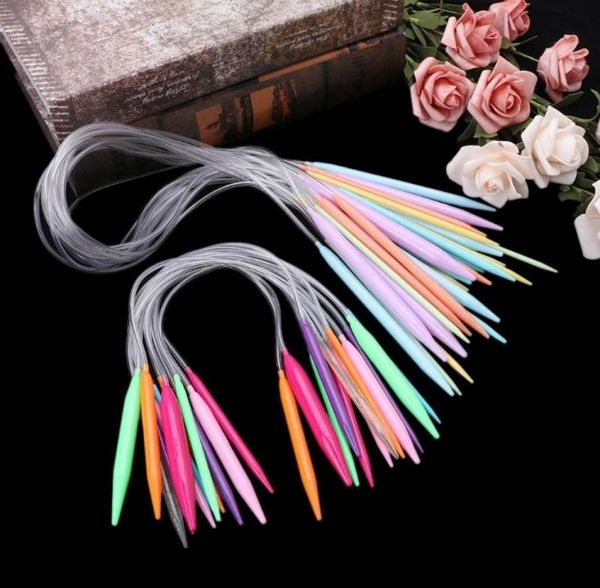 

sewing notions tools 12x plastic circular knitting needle crochet set craft multicolor tube 40cm 80cm12270302699653, Black
