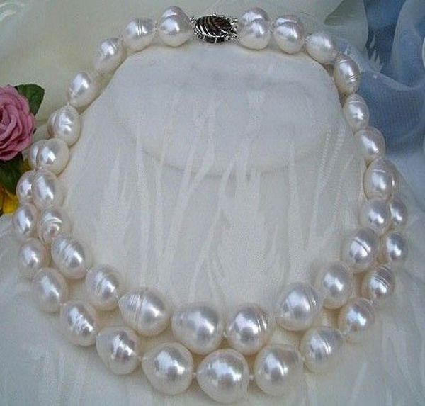 

genuine naturall pearls jewelry 2rows strands south sea 1213mm white pearl necklace very good luste2297365, Black