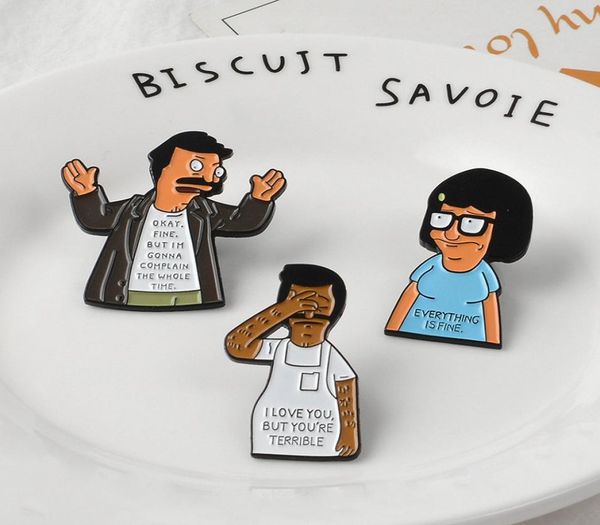 

cartoon bob039s burgers brooch enamel letter mini figure brooches fashion jewelry lapel pins gifts backpack pin brooch2540146, Gray