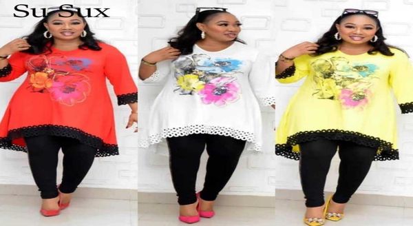 

casual two piece set women outfits autumn plus size tracksuit flower print loose and black pencil pants suits2249208, Gray