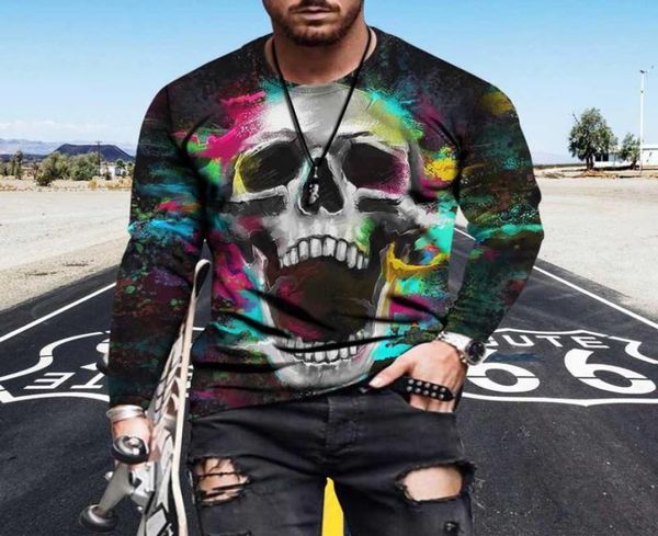 

20 styles skulls pattern sweatshirt gothic boys printing fashion hiphop mens sweatshirts with rose long sleeves whole3838723, Black