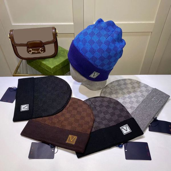 

designer beanie luxury beanie knitwear hat temperament versatile beanie knitted hat warm letter design hat christmas gift hat dust bag 7 col, Blue;gray