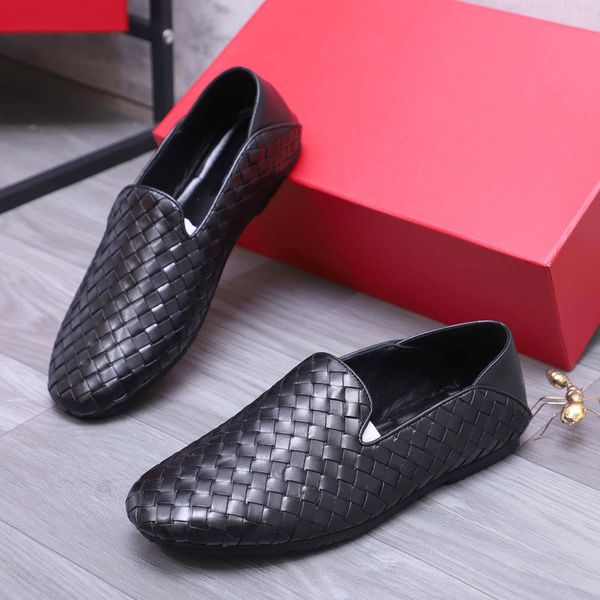 

2023 men dress shoes genuine leather slip on wedding office party brand designer loafers mens moccasins formal flats size 38-44, Black