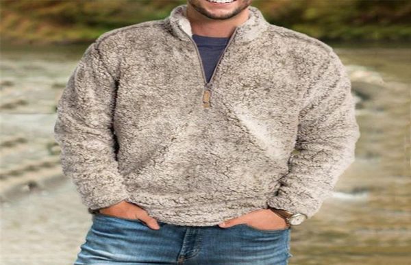 

men039s sweaters men winter sherpa sweater 14 zipper fluffy pullover plus size 3xl streetwear casual teddy3410051, White;black
