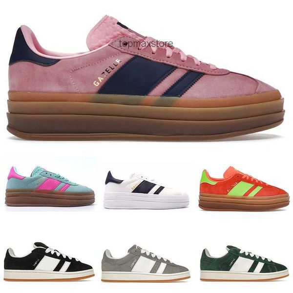 

designer sneakers women campus shoes gazelle bold platform casual shoe men women campus 00s indoor suede trainers pink glow grey white velve, Black
