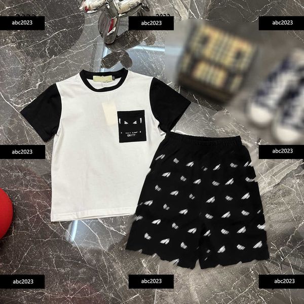 

new tracksuits kids clothes letter printing child outdoor sets baby 2pcs round neck t-shirt and fashionable shorts new arrival, White