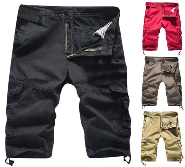 

feitong men's casual shorts solid outdoor pocket beach work short hommes cargo shorts men cargo plus size shorts#g31106837, White;black