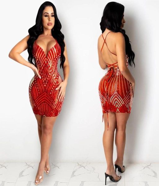 

sequined bodycon mini dress for women 2021 birthday clothes off shoulder deep v bandage backless night club dresses casual3205903, Black;gray