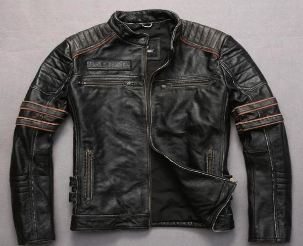 

vintage black panelled colour skull head embroidery leather jackets motorcycle leather jacket stand collar1551392