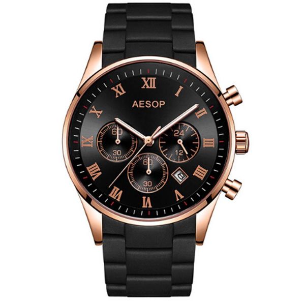 

ar watch mens watches quartz wristwatch 5905 silicone & alloy band fashion male clock waterproof relogio masculino237r, Slivery;brown