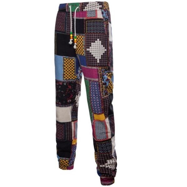 

joycosin 2019 men039s pants autumn winter men pants casual fashion 3d plaid patchwork straight zipper trousers9681448, Black