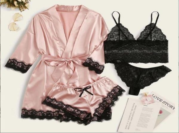 

women039s sleepwear vneck irregular high waist lace up chiffon print dress with flying sleeves4449230, Black;red