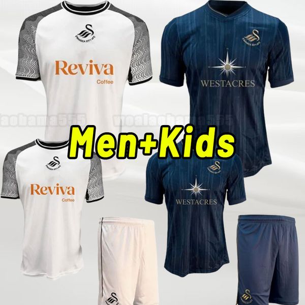 

2023 2024 swansea soccer jerseys city 23 24 camisetas de futbol home away obafemi ntcham whittaker paterson piroe men kids kit football shir, Black;yellow