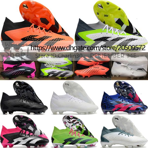 

send with bag quality football boots predator accuracy.1 fg high ankle socks soccer cleats mens soft leather comfortable trainers outdoor so, Black