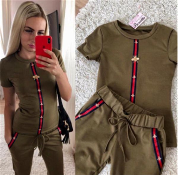 

fashion summer fashion women tracksuits printed sport suits shortsleeve shirts and pants two piece sets outfits suits2078094, Gray