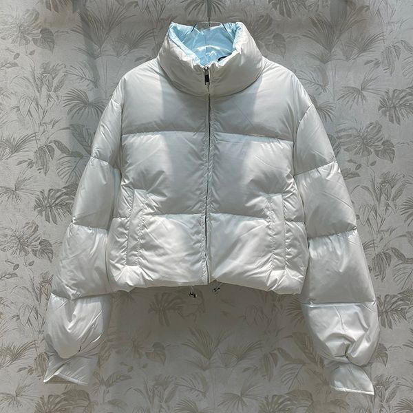 

2023 new trending winter warm down jacket women and men loose covering meat short down long sleeved cap less zipped coats high quality, Black