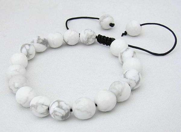 

gemstone shamballa bracelet all 10mm white turquoise stone round beads1890971, Black