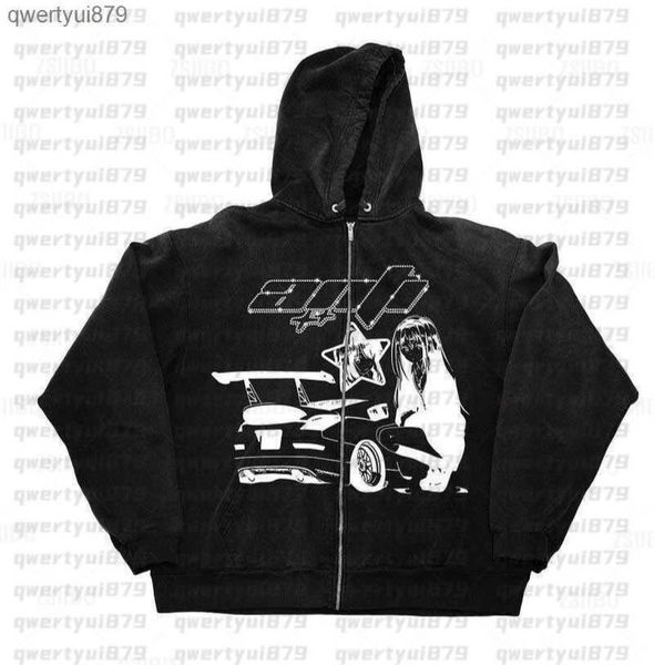 

women039s hoodies sweatshirts harajuku cartoon anime print zip up hoodie y2k graphics woman goth sweatshirt black long sleeve v5672541