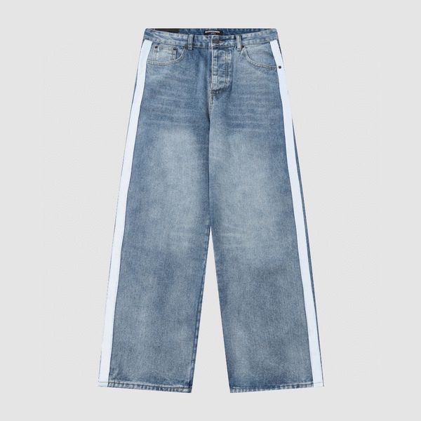 

blcg lencia loose fit jeans women jeans mens luxury designer jeans relaxed ripped cool guy causal hole denim fashion brand fit jean man wash, Blue