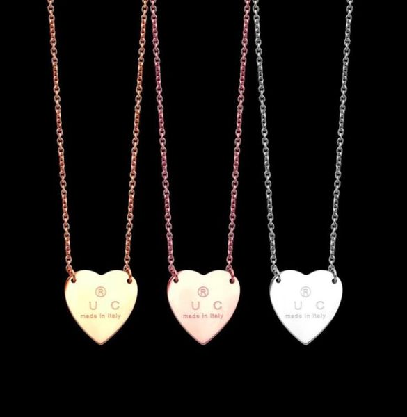 

designer mens women love pendant necklaces 316l titanium heart steel engraved letter necklace 18k plated gold jewelry 3 color9545855, Silver