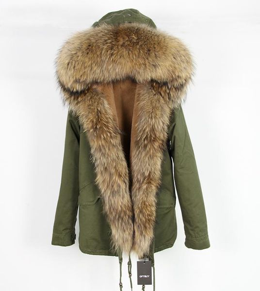 

oftbuy 2020 casual green winter jacket women parka real fur coat big natural raccoon fur collar hooded parkas warm outerwear2678008, Black