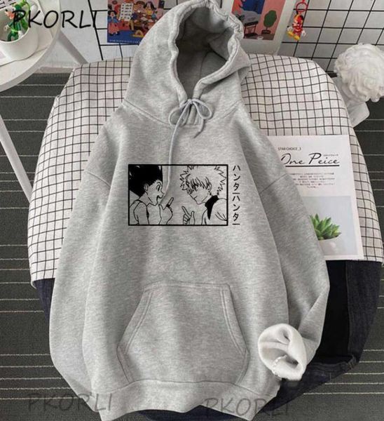

ovesized hoodie gon and killua men039s sweatshirt harajuku streetwear anime hunter x hunter hoodies pullover clothes p08031369465, Black