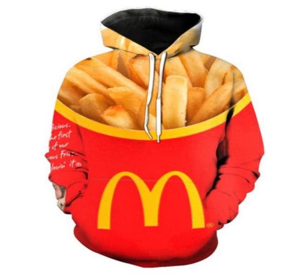 

out fashion streetwear 3d hd print casual burger fries fast food hoodies sweatshirts men women hoodie jacket coat lms0332745573, Black